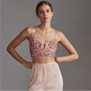 Anthropologie Eve Pink Sequin Bralette Size S